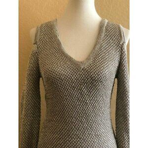 WoW Couture Gold Metallic Cold Shoulder Dress S